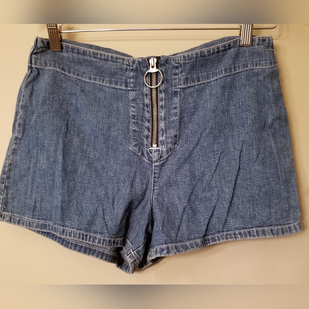 Express  Bleus Y2K 90s Zipper Front Denim Shorts Size 7/8